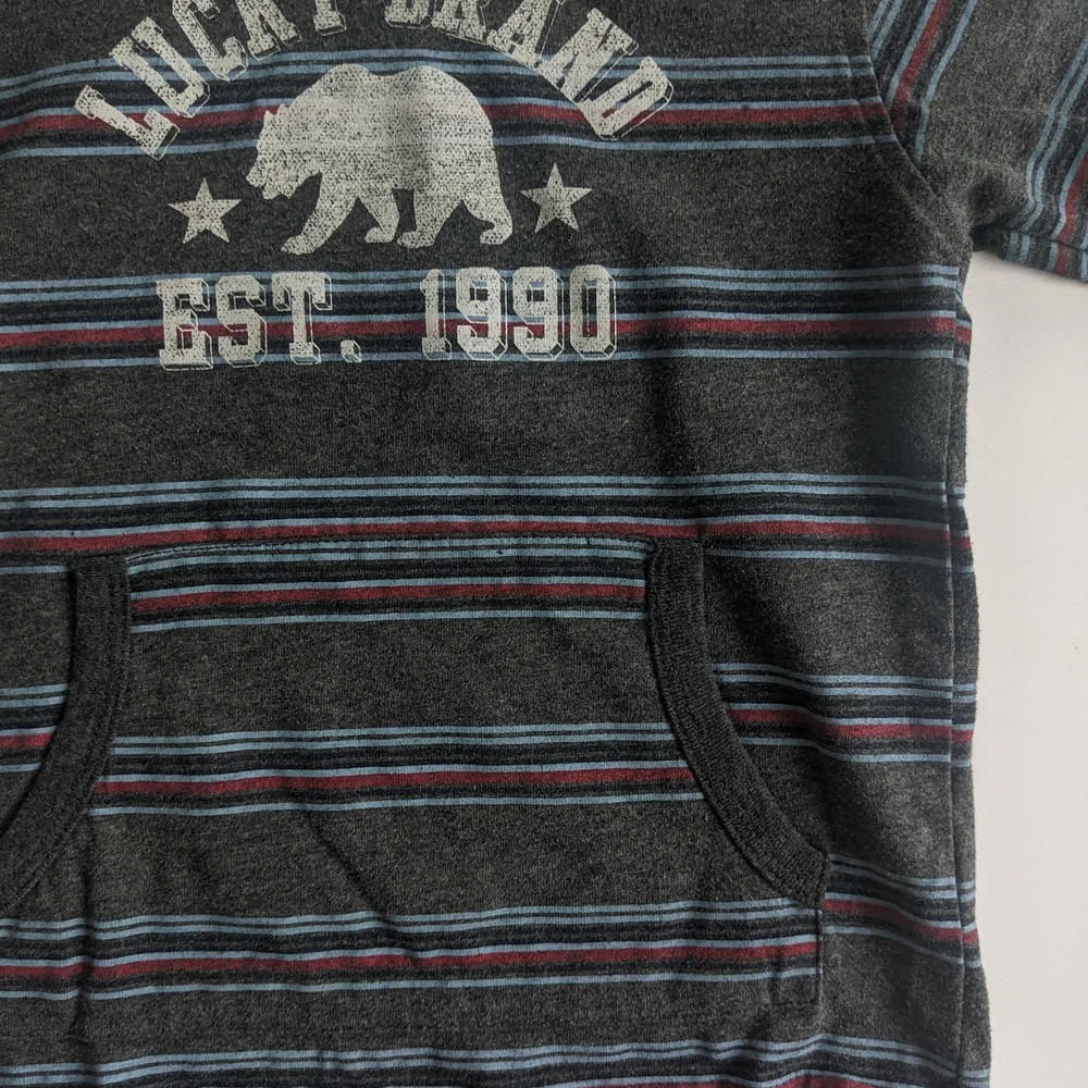 Lucky Brand Gray and Blue Striped Sweatshirt